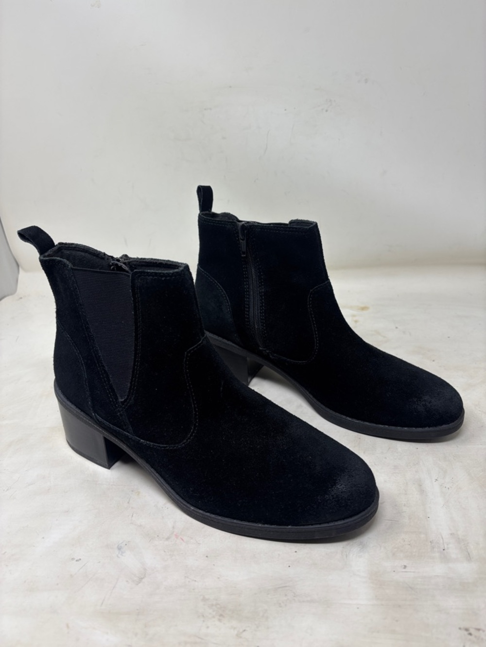 Clarks Black Suede Chelsea Ankle Boots